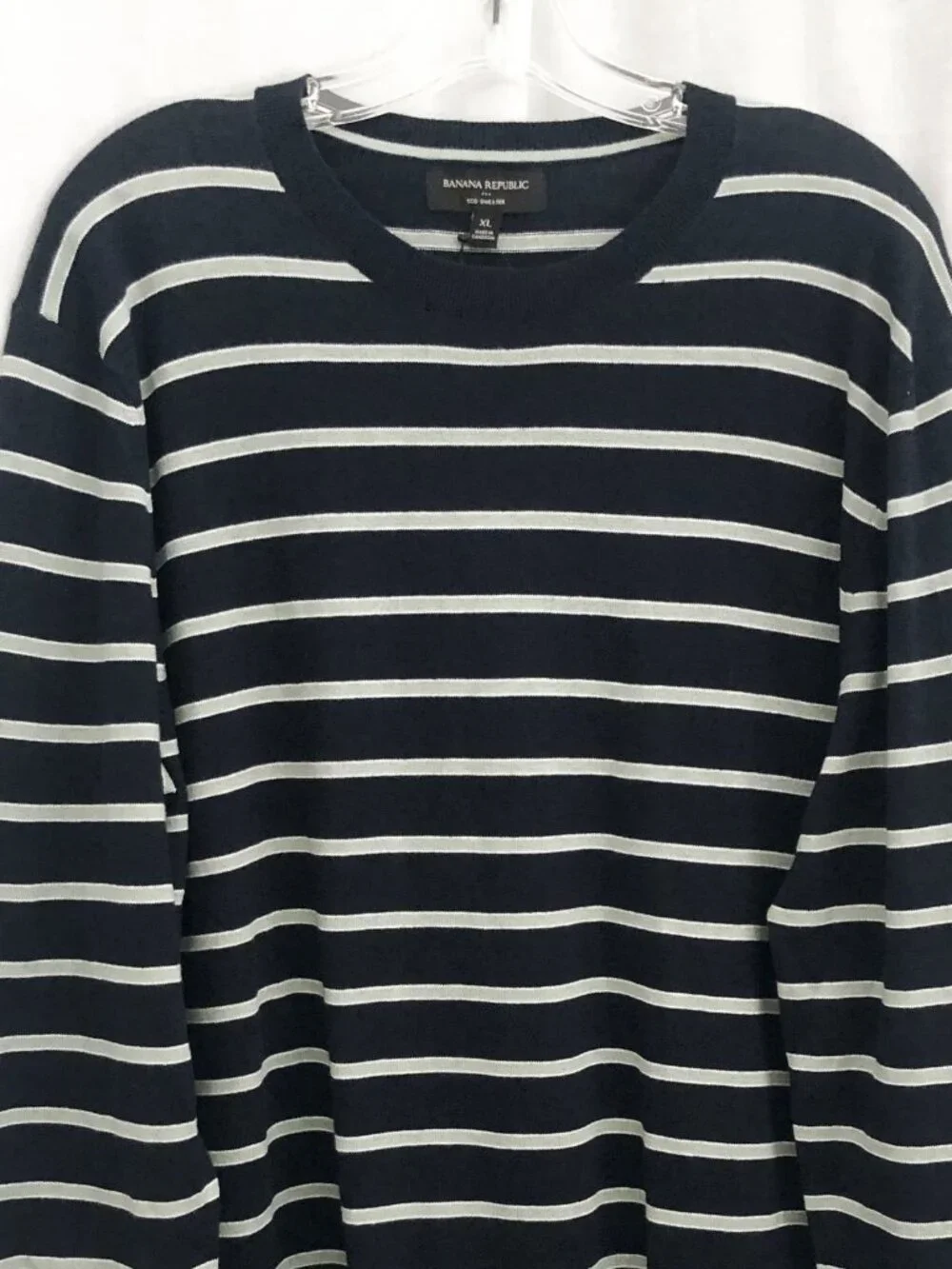 Banana Republic ECO Navy Striped Crew Neck Knit Sweater Top Men's XL NWT